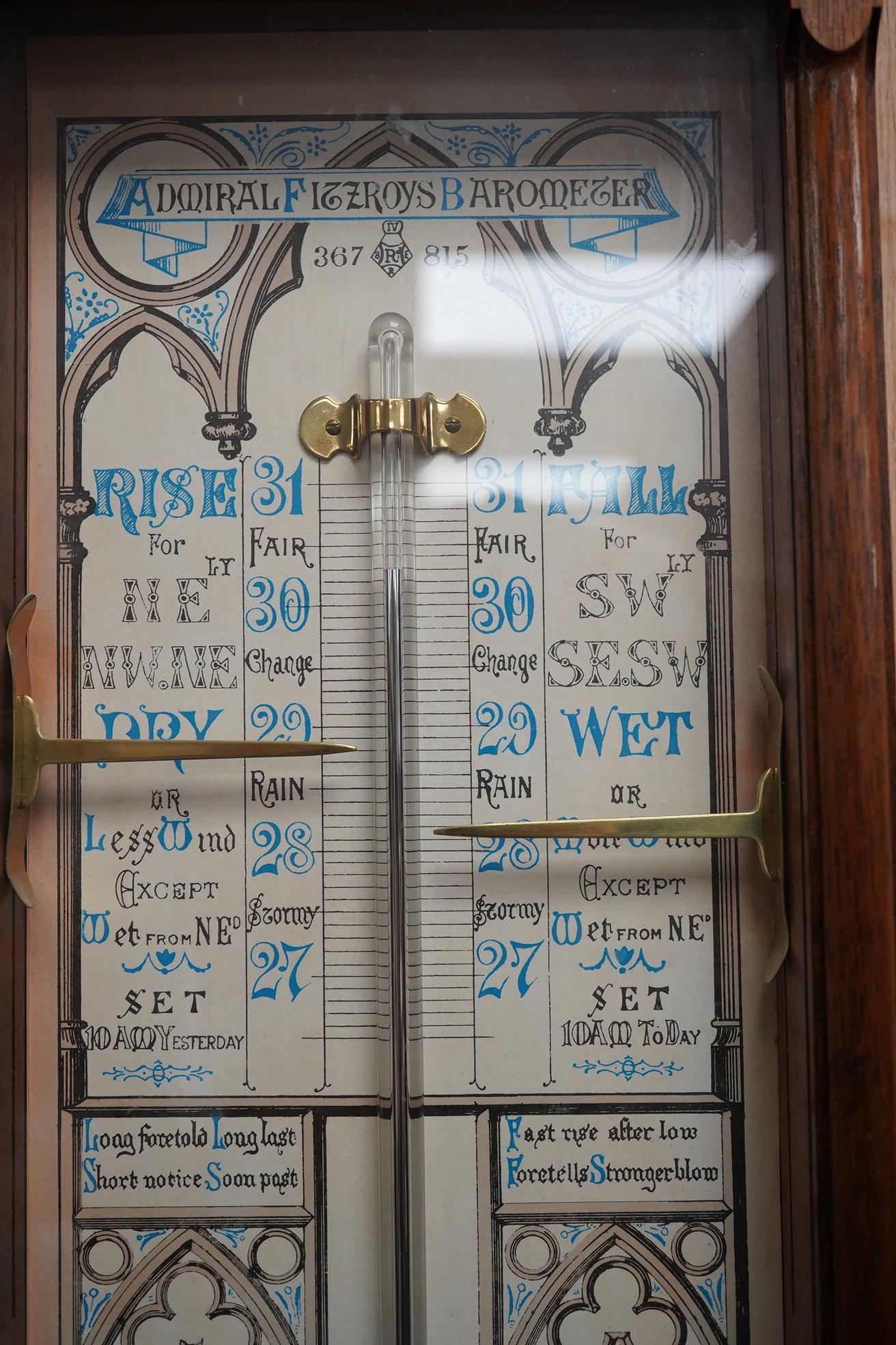 A modern hardwood Fitzroy barometer, 100cm high. Condition - fair to good, untested